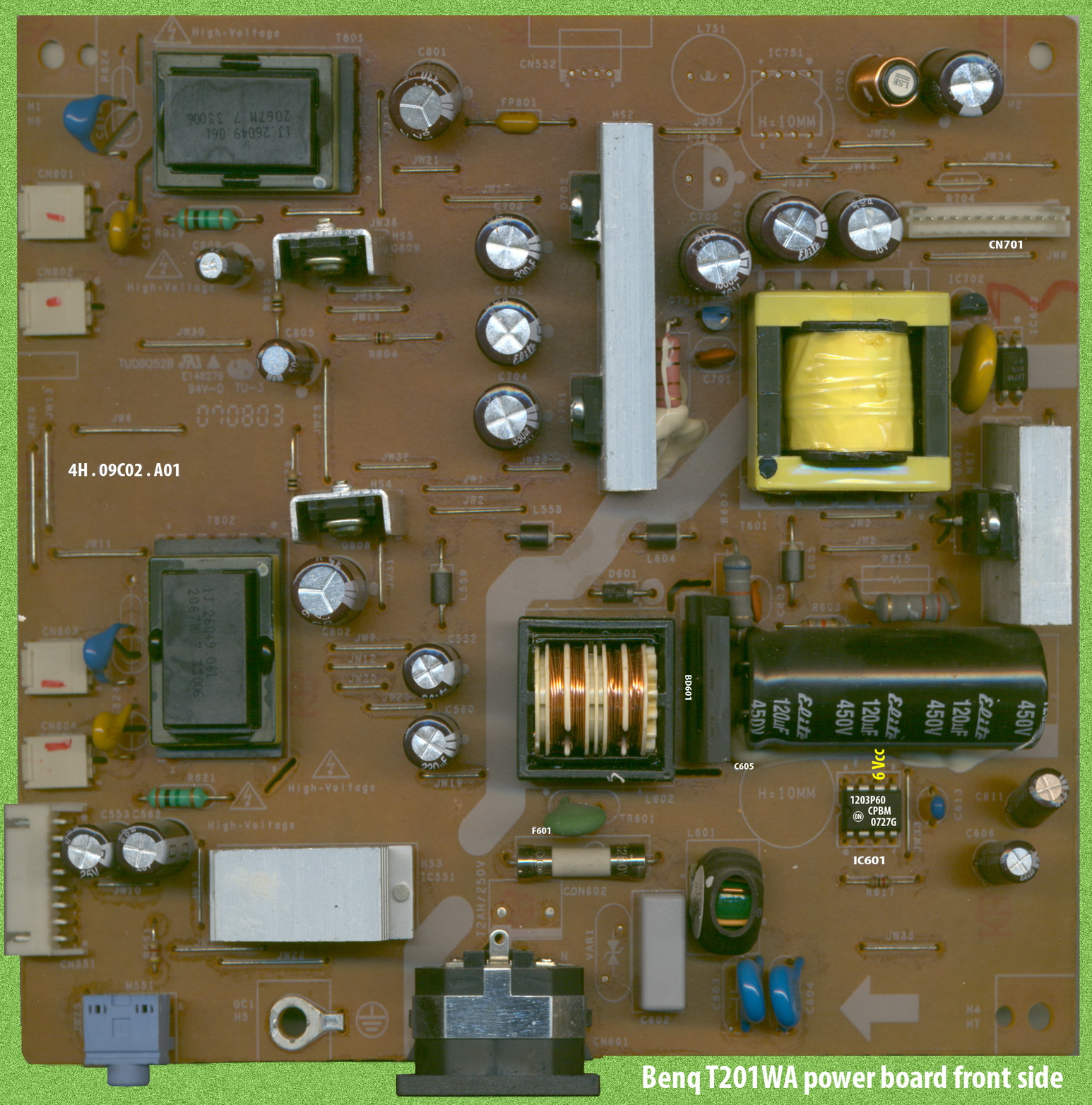BenQ T201WA (4H.09C02.A01 power board) doesn´t turn on - Badcaps